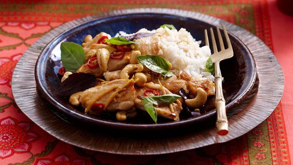 Basil and cashew chicken stir-fry