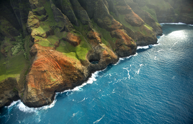 The rugged Napali coastline of Kauai in Hawaii.