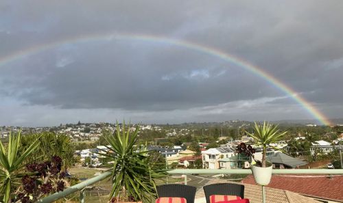 A rainbow this morning over North Curl Curl, looking south. Picture: Lisa Bousfield 