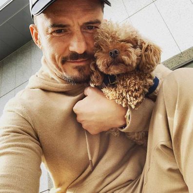 Orlando Bloom and his dog Mighty.