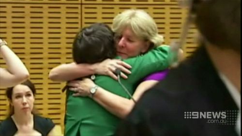 Carol Matthews with one of her supporters. (9NEWS)