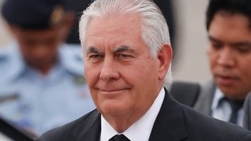US Secretary of State Rex Tillerson arrives at a military base in Subang, Malaysia, on August 8, 2017. (AFP)