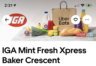 IGA is selling basic groceries via Uber Eats.