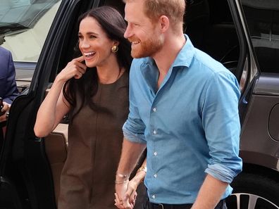 MELBOURNE, AUSTRALIA - APRIL 16: Meghan, Duchess of Sussex, and Prince Harry, Duke of Sussex arrive to visit Batry Australia, a mental health program at Swinburne University of Technology on April 16, 2026 in Melbourne, Australia. The Duke and Duchess of Sussex are on a four-day visit to Australia, with appearances in Melbourne, Canberra and Sydney. (Photo by Jonathan Brady/PA Wire-Pool/Getty Images)