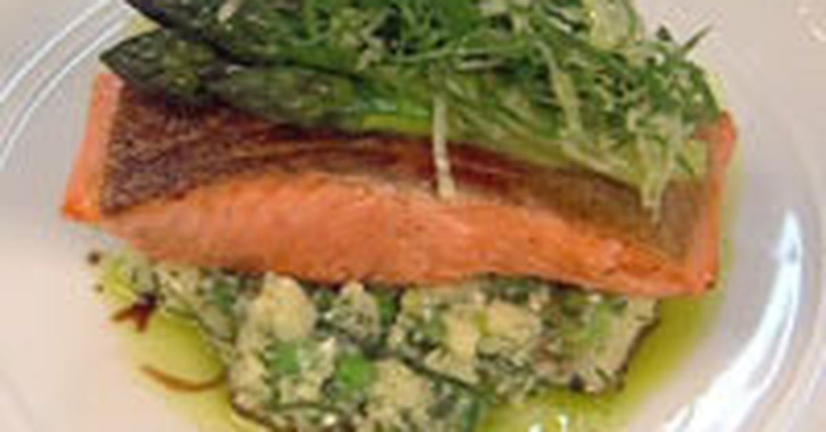 Ocean trout with crushed potatoes primavera - 9Kitchen