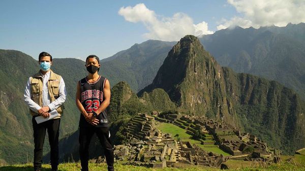 Japanese tourists Jesse Katayama pictured at Machu Picchu