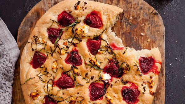 Strawberry, basil and goat's cheese foccacia recipe