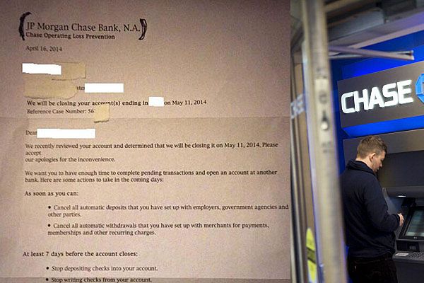Letter from bank, man using Chase ATM