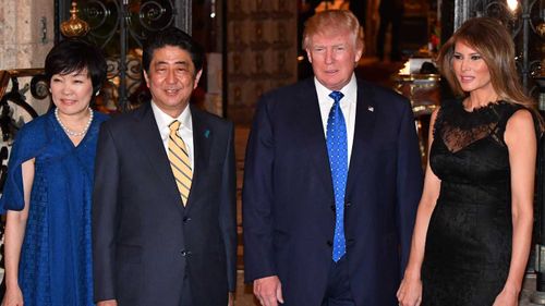 Akie Abe, Shinzo Abe, Donald Trump and Melania Trump. (AAP)