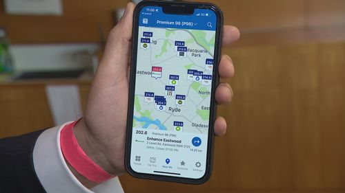 The NSW government fuel check app.