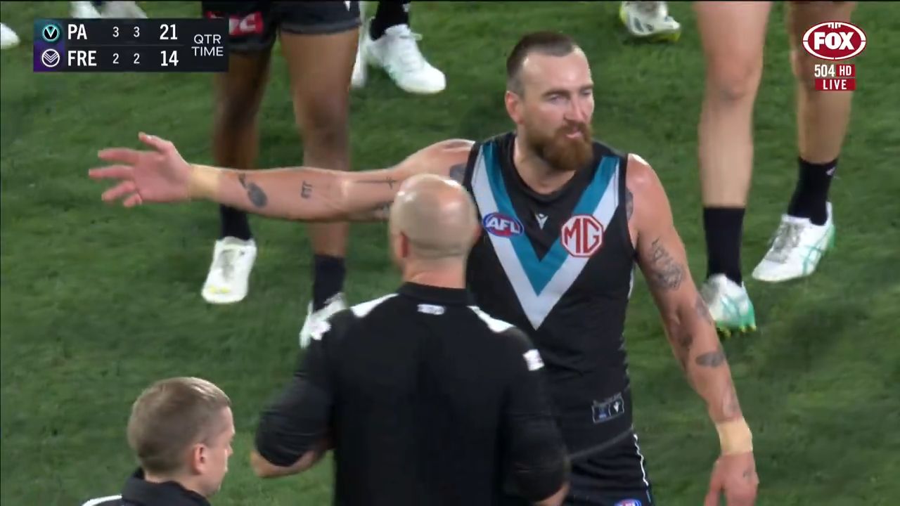 Port Adelaide star Zak Butters under fire for hip bump on Fremantle's Bailey Banfield in win