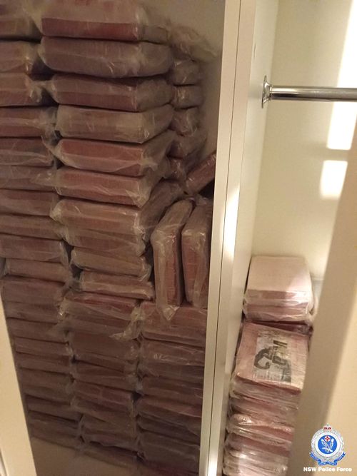 Cocaine allegedly found in one of the bedroom wardrobes.