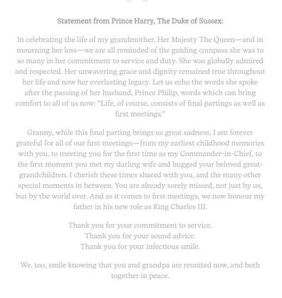 Letter from Prince Harry to his grandmother.