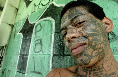 Mara Salvatrucha gang member "Snare", 19, poses for a photo inside the Tonacatepeque center for minors, some 10 miles north of San Salvador.