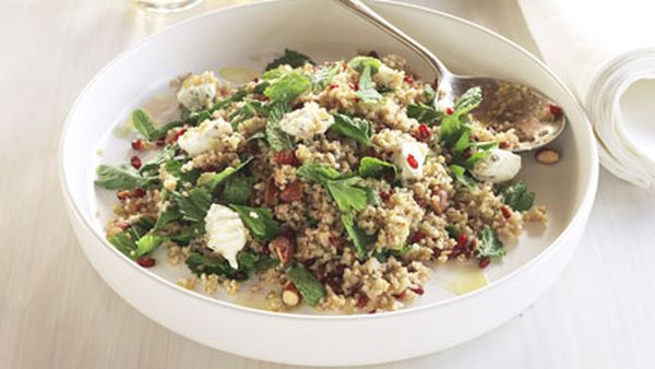 Cracked wheat and freekah salad with barberry dressing