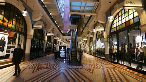 Most retail shops inside Sydney's QVB  are closed during the two-week lockdown. Sydney lockdown