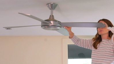 Ceiling fan, cleaning hack, pillowcase
