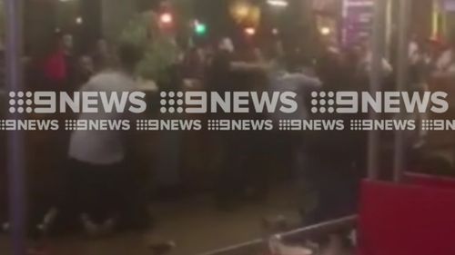 Punches were thrown in the Melbourne brawl. (9NEWS)