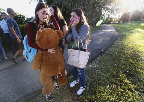 Students outside Stoneman Douglas High School (AAP)