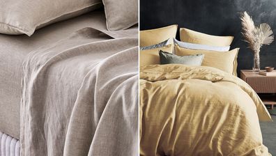 Linen sheets from Adairs and Target