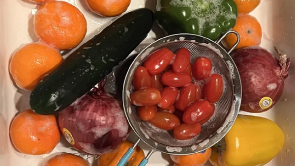 Fruits and vegetables covered in soapy water Reddit