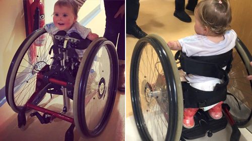 Walking frame helps UK toddler move for first time since losing all four limbs