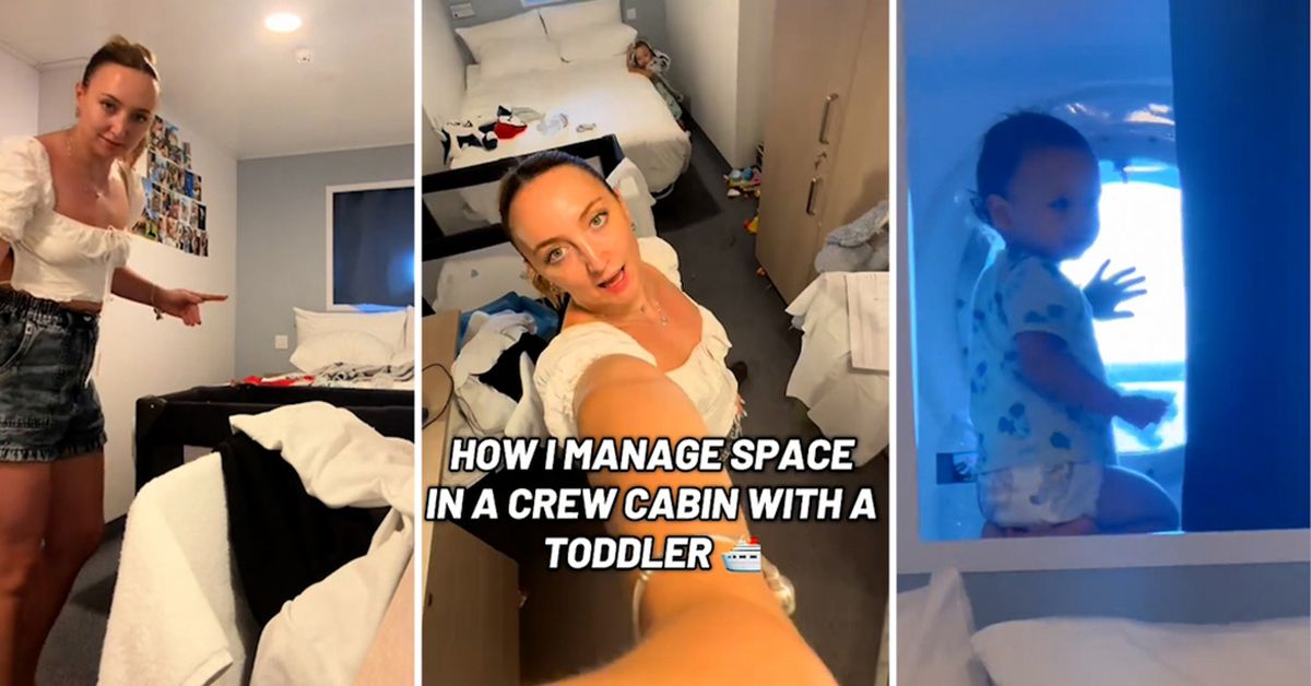 Mum who lives on a cruise ship with a toddler says she enjoys free laundry and childcare