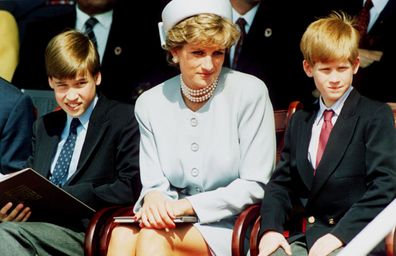 Princess Diana with Prince William and Prince Harry.