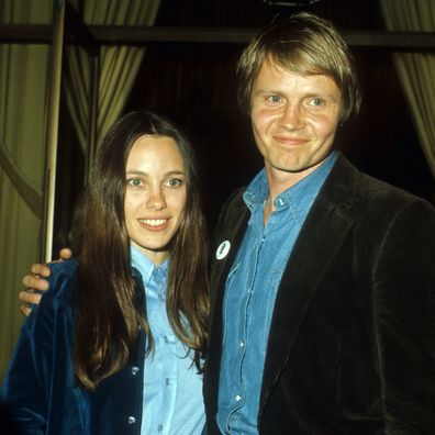 1977:  Actor Jon Voight and his second wife Marcheline Bertrand pose for a portrait in 1977.  Bertrand and Voight are the parents of actress Angelina Jolie.  (Photo by Fotos International/Archive Photos/Getty Images)