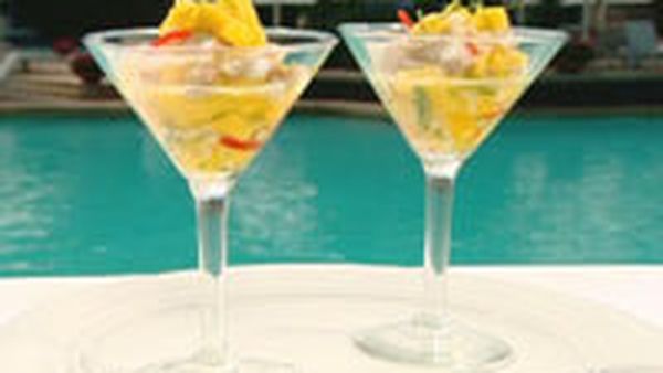 Lobster martini with mango and young coconut
