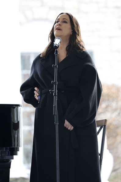 Alanis Morissette performs onstage at the public memorial for Lisa Marie Presley on January 22, 2023 in Memphis, Tennessee. 