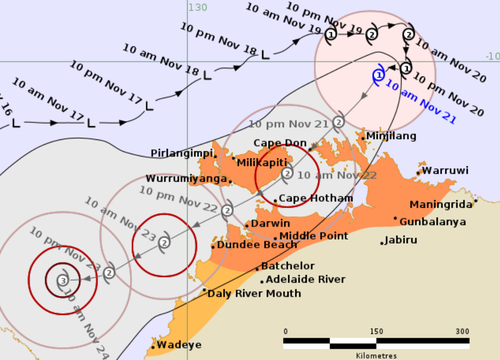 Tropical Cyclone Fina is slowly approaching the Northern Territory ï»¿coast and is expected to intensify to a category two storm. 