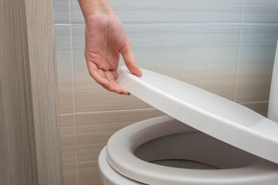 Toilet with seat and lid down