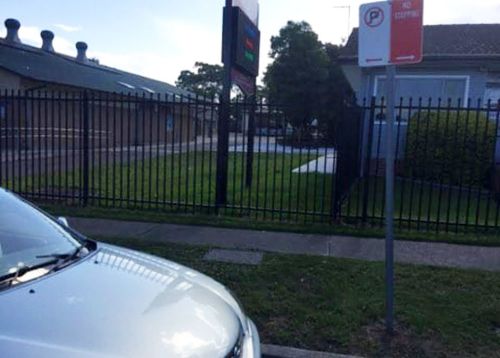 A photo taken by Jicky Mathew shows his car in the same position he was fined in, but from a different camera angle to a photo supplied by Revenue NSW.