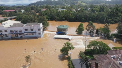 Lismore inundated by floodwaters as Wilson River expected to peak tonight.