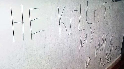 The message scrawled on the wall of two Boston doctors' home during their murder.