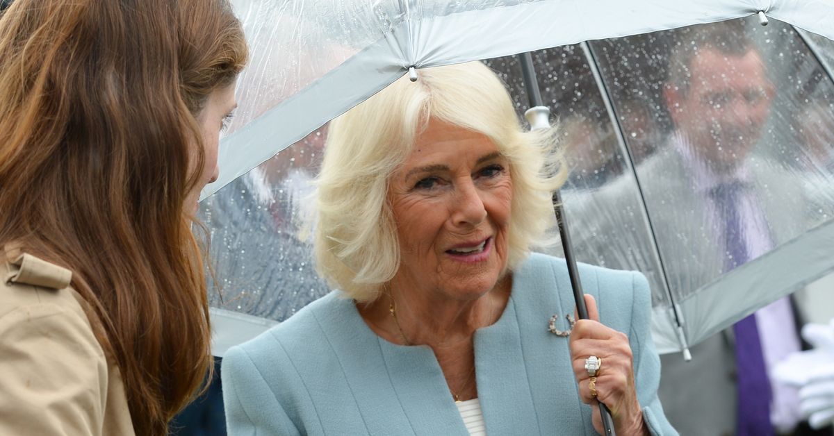 Queen Camilla braves the rain for special racecourse visit