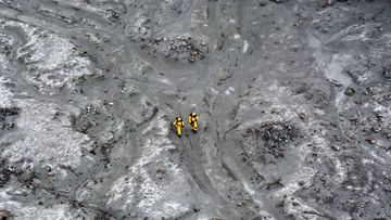 In this handout image provided by the New Zealand Defence Force, recovery operation at Whakaari/White Island on December 13, 2019 in Whakatane, New Zealand. 