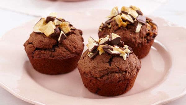 Chocolate honeycomb muffins