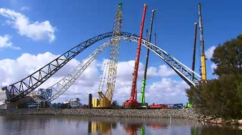 Perth's new Matagarup Bridge is undergoing its final tests before opening to the public in coming weeks. Picture: 9NEWS.