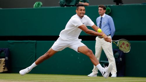 Nick Kyrgios during his match on Sunday (AAP)