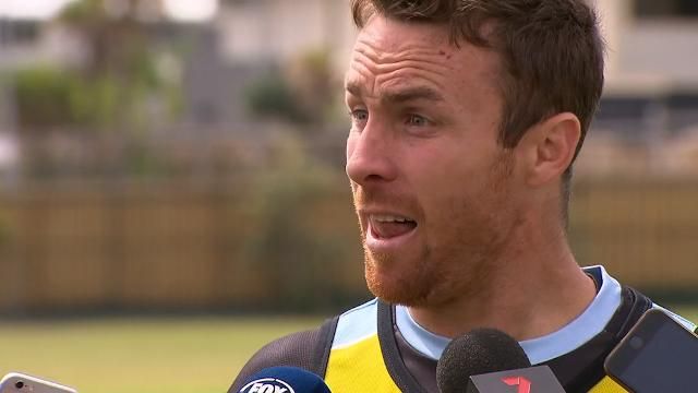Cronulla Sharks' playmaker James Maloney reacts to Storm's Cooper Cronk leaving Melbourne for Sydney