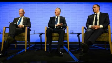News Corp Executive Chairman Michael Miller, Nine Chief Executive Officer Hugh Marks and Managing Director ABC David Anderson.