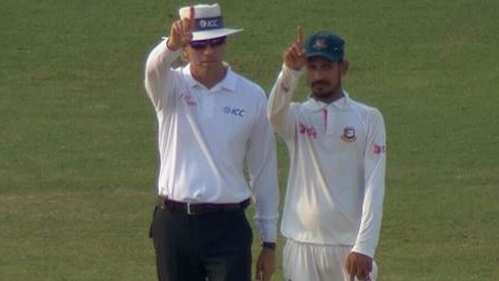 Australia vs Bangladesh cricket: Nasir Hossain imitates umpire Nigel Llong after successful review dismisses Pat Cummins