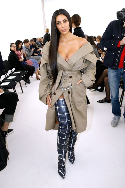 Kim Kardashian West in Balenciaga at Paris Fashion Week , 2016