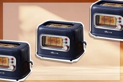 9PR: Bear Double Slots Bread Toaster With Glass Window