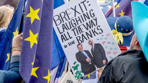 Brexit protesters outside Parliament House. (AAP)