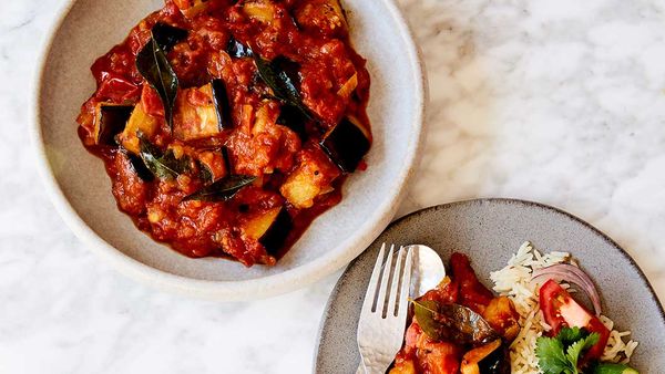 Sarah Todd's eggplant curry with cumin rice