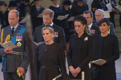 Meghan Harry Queen coffin procession