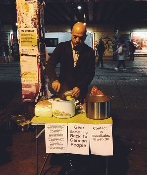 Syrian refugee pictured feeding homeless Germans in viral image